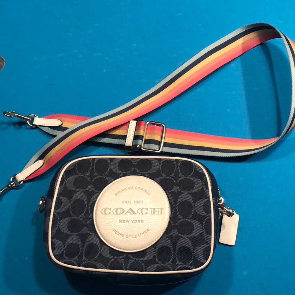 Coach Camera crossbody bag with Rainbow Strap